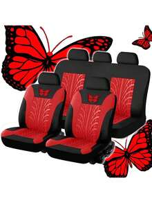 9件/4件装通用蝴蝶图案刺绣汽车座椅套 - 涤纶面料，四季皆宜，兼容安全气囊，可手洗 - ZYT5 - 查看 15