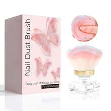 1 Pc Women Pink Soft Bristle Nail Dust Brush, Rose Shape Gentle Nail Dust Powder Remover, Manicure Cleaning Tool For Acrylic Nails, Home & Salon Use - 彩色 - 查看 6