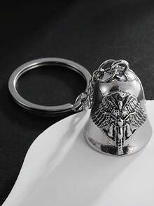 Timbre de motocicleta, timbre de protección para motociclistas, amuleto, regalo protector - Colgante de plata + llavero - Ver 1