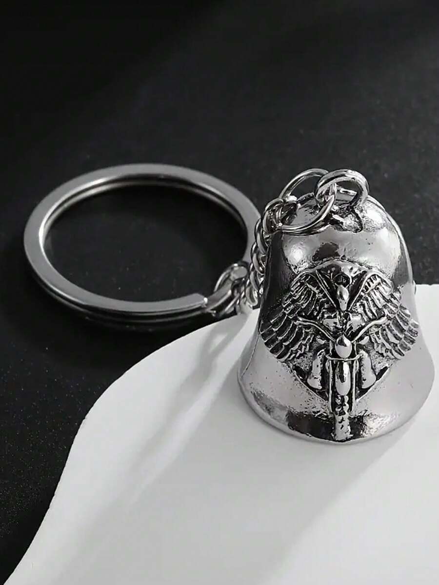 Timbre de motocicleta, timbre de protección para motociclistas, amuleto, regalo protector - Colgante de plata + llavero - Ver 1
