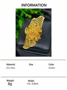 1pc Fashionable Women's Gold Hollow Carved Ring Jewelry, Suitable For European, Middle Eastern, Dubai, Bride Wedding Party Dress Accessories, Date, Valentine's Day, Mother's Day, Holiday Gift, Copper Ring - Yellow Gold - View 16