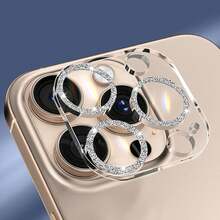 Lens Protective Film 1pc Shiny Diamond Apple 17 Pro Max Camera Lens Film All-In-One Smartphone 16 Pro Max Camera Protector 14 Pro/15 Pro Max/16/15/14 Transparent Rhinestone Lens Protective Ring Frame Tempered Glass Film Birthday Gift Party - Silver - View 5