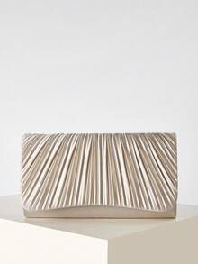 Chiếc túi xách đơn giản và thanh lịch mới này có thiết kế đơn giản và thời trang, kiểu dáng xếp ly màu mơ, phù hợp cho các bữa tiệc, đám cưới, tiệc sinh nhật, KTV và các dịp khác. Túi đeo vai, túi xách màu hồng, túi dự tiệc dành cho nữ. - Màu be - Xem 5