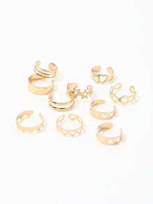 10件套星星、月亮、心形、蝴蝶可调节脚趾环，沙滩脚部饰品套装 - 金色 - 查看 2