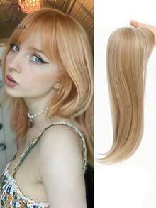 360°逼真刘海假发,优雅夹式合成接发,蓬松直发,适合头发稀疏者,带刘海的夹式假发 - 彩色 - 查看 16