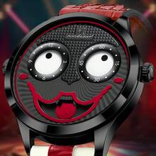 POEDAGAR 男士嘻哈休闲小丑造型个性化石英表，表盘设计独特新颖 - 白色 - 查看 9