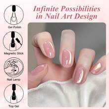 MEET ACROSS 7毫升裸色玻璃效果磁性猫眼凝胶指甲油，半永久可卸指甲油美甲 - 彩色 - 查看 5