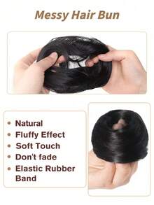 合成假发、发圈、直发圈、女士仿真发、蓬松自然发髻、懒人盘发 - 彩色 - 查看 2