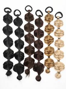 18 Inch 2pcs Hand-Woven Bubble Twist Braids Wig With Elastic Rubber Band, Heat Resistant Synthetic Wig, Suitable For Women - Multicolor - View 6