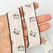 2 Yards Cute Animal Print Chiffon Ribbon, Wedding Bouquet Decor Satin Ribbon, Suitable For Handmade Bouquets, Gift Wrapping, Party Decoration, Floral Design, Handmade DIY Bow Gifts Ribbon, Soft Texture, Event Decor, Peach Satin Ribbon, Wedding, Valentine's Day Gifts, Gift Wrapping Pink Ribbon, Handmade Pink Ribbon Roll, Pink Bow Satin Ribbon, Handmade Hair Clip Hair Tie Ribbon, Elegant Ribbon, Party Favor Ribbon, Decorative Ribbon - White - View 2