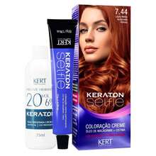 Keraton Selfie Hair Dye - Full Gray Coverage - Choose Your Color - 7.44 MEDIUM BLONDE INTENSE COPPER - View 1