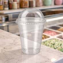 Paquete de 100 Vasos para Frappé (12oz, 360ml) Con Tapa Domo Transparente Desechable para Bebidas Frías, Malteadas (MC12FR) - Transparente - Ver 1