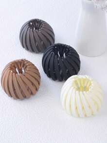 4个装女士哑光鸟巢发夹，丸子头固定器，马尾辫发圈，可伸缩发爪，日常使用 - 彩色 - 查看 4