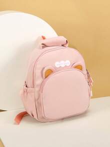 Mini Customizable Cute Fashionable Minimalist Exquisitely Designed Backpack Bow Pattern, Hand-Held, Adjustable Shoulder Straps, Zipper Closure, Nylon Material, Daily Use, Shopping, Traveling, Gift For Birthdays Or Christmas, Back To School, Initial Monogram - Multicolor - View 5