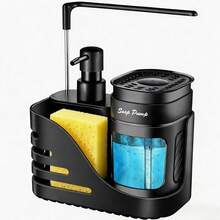 4-In-1 Kitchen Sink Countertop Soap Dispenser Set With Sponge Holder And Towel Rack, Practical Kitchen And Bathroom Small Tool, Creative Kitchen Soap Dispenser, Kitchen Organization Rack - Multicolor - View 8