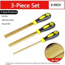 Bộ dũa kim loại phủ kim cương 6 inch, loại dũa phẳng/bán nguyệt/tròn, dụng cụ cầm tay đa năng dùng để làm sạch và đánh bóng kim loại và đá. - vàng - Xem 17