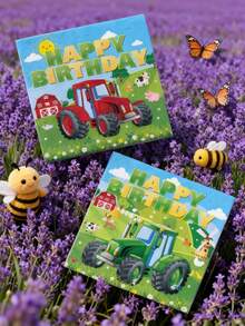 48 khăn ăn dùng một lần in hình máy kéo xanh nông trại 13"x13", thích hợp cho tiệc sinh nhật, lễ kỷ niệm chủ đề nông trại và sử dụng hàng ngày - Nhiều màu - Xem 7