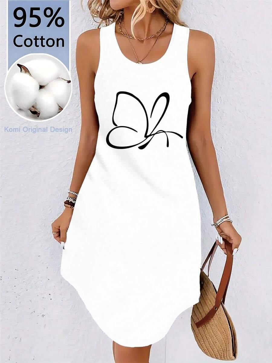 A Breathable, Slim-Fit Dress With A Round Neck, Perfect For Casual Summer Wear And Versatile Enough For Various Occasions - 灰色 - 查看 1