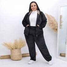 Women's Plush Set With Hood, Winter Sizes M To G3 Plus Size, Warm Thermal Velvet, Stylish And Elegant - 各種各樣的 - 查看 5