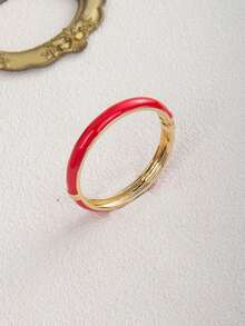 一款欧美风格的INS几何图案宽版红色珐琅开口弹力手链，用途广泛，适合日常佩戴、聚会和度假。 - 紅色 - 查看 9