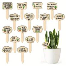15pcs Funny Wooden Plant Identification Tags | Quirky Humorous Quotes Plant Labels, Cute Gardening Markers, Waterproof Retro Country Style Decor, Creative Matching Succulents, Potted Plants, Yard, Garden Ornaments, Great Gift For Plant Lovers - A - View 3