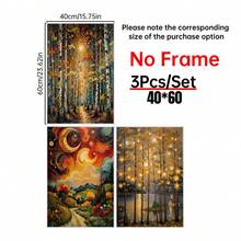 Bộ 3 tranh canvas phong cách Klimt hình trăng sao, tranh bầu trời đêm vàng, bộ 3 tranh bầu trời sao mộng mơ, tranh trang trí thanh lịch cho phòng khách. - Nhiều màu - Xem 13