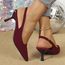 Giày cao gót mũi nhọn màu đỏ thời trang nữ, thoải mái, nhẹ, thoáng khí, co giãn, thích hợp cho mùa hè. - Đỏ - Xem 1