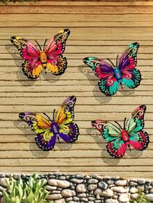 1pc/4pcs Vibrant Metal Butterfly Wall Art Decor, Decorative Hanging Metal Butterflies For Garden, Yard, Living Room, Bedroom, Patio, Housewarming Gift, Mother's Day Gift, Gift For Family And Friends - A - View 4