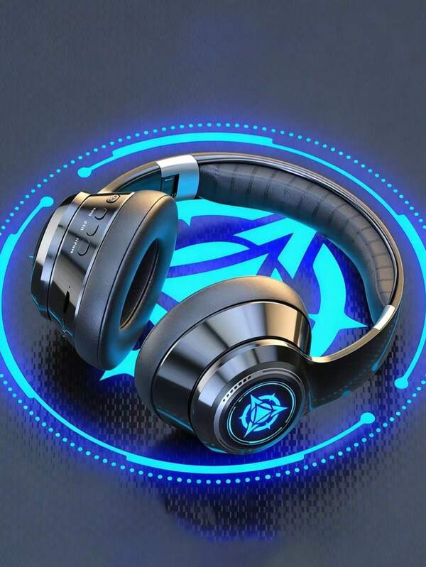 Auriculares inalámbricos con reducción de ruido Bluetooth, auriculares Bluetooth 5.3 con subwoofer para móvil, ordenador, juegos, música y deportes, sobre la oreja, auriculares mejorados con Bluetooth con luces LED, auriculares plegables portátiles con cancelación activa de ruido, auriculares inalámbricos con graves profundos, auriculares inalámbricos recargables por USB para trabajo, deporte, juegos y música