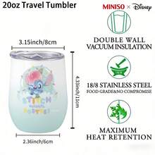 MINISO X Disney Lilo & Stitch Ice Cream Dessert Insulated Stainless Steel Eggshell Tumbler With Lid,Double-Walled Vacuum Cup For Coffee,Wine,Drinks - Multicolor - View 5