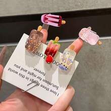 10个可爱迷你冰淇淋发夹，创意趣味冰棒刘海夹，卡通ins风高品质发饰 - C - 查看 6