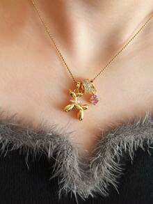 1pc Fashionable Delicate New Cute Small Geometric Animal Dog Pendant Necklace, Personalized Minimalist Luxury Design Exquisite Jewelry - A - View 1