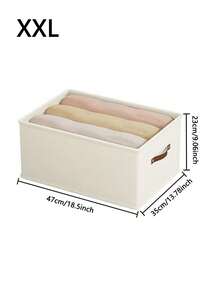 1/2pcs Beige Fabric Collapsible Undergarment Storage Box, Oxfod Cloth Drawer Style Clothes Organizer Box, Household Clothing Shelves Storage For Jeans, Sweaters - Beige - View 14