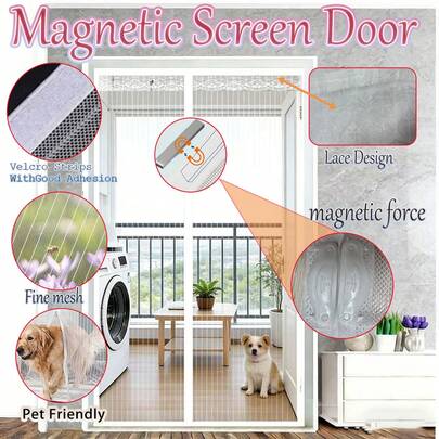 1 tấm lưới chống muỗi từ tính - Tự động đóng không cần khoan, lưới polyester dùng trong nhà/ngoài trời, bảo vệ khỏi muỗi hiệu quả, thích hợp cho cửa ra vào, ban công, phòng ngủ - Lưới chống muỗi từ tính dùng được cả bốn mùa, thích hợp cho cửa ra vào, ban công, thiết kế lưới thời trang, dễ lắp đặt.
