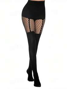 3 Pairs Dance Sexy Hollow Out Pantyhose Hollow Out Suspender Dense Mesh Stockings Nightclub Queen Black Silk Sexy Fishnet Stockings - Multicolor - View 4