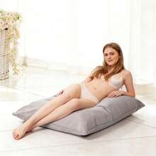 仅含1个懒人沙发垫套（不含填充物），客厅躺椅，可睡榻榻米卧室阅读单人小沙发，休闲躺椅 - 淺灰色 - 查看 3