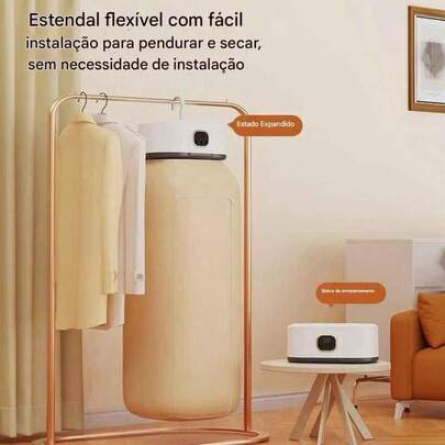 Mini Secadora Elétrica Com Cortina Secagem 220V Secador de Roupas Portátil 600W