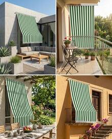 ARISE - Toldo Protector Solar UV para Balcón y Terraza – Antidesgarros y Resistente a la Lluvia, Interior y Exterior, 4 Tamaños y 3 Colores Disponibles - VERDE Y BLANCO - Ver 4