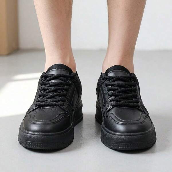 Tenis deportivos casuales para hombre, diseño industrial estructurado con suela gruesa y cordones gruesos, calzado cómodo antideslizante versátil para uso diario y todas las ocasiones