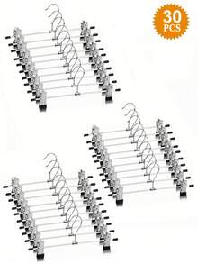 10 piezas Perchas de metal para adultos con agarres antideslizantes y abrazaderas ajustables para pantalones, jeans, faldas y vestidos. Solución de almacenamiento y organización de armario que ahorra espacio. Perchas de acero inoxidable de alta resistencia - Negro - Ver 22