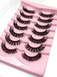 7 pares de pestañas postizas de ojos de gato con rayas - Negro - Ver 2