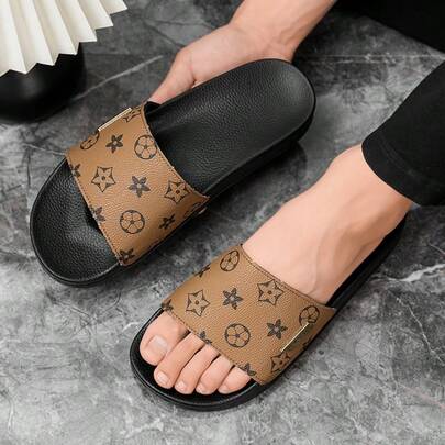 Sandalias clásicas para hombres, pantuflas de una correa para interiores y exteriores de talla grande, con decoración metálica y antideslizantes, chanclas deportivas cómodas y ligeras, sandalias de playa para hombres con punta redonda