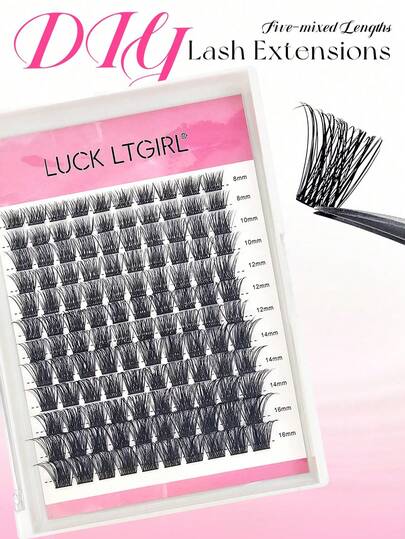 120pcs C Curl Lash Clusters 0.07mm 8-16mm Mixed, Fluffy Soft Mink Effect DIY Individual Eyelash Extensions, Thick Curly Natural False Eyelashes For Cartoon & Daily Makeup