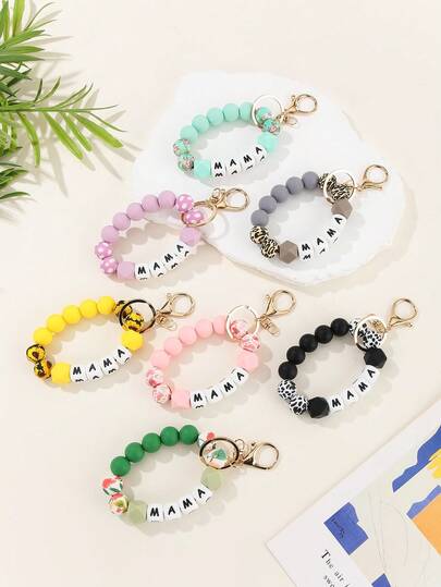 1pc Bohemian Style Cute & Elegant Silicone Letter Keychain, Bag Charm, Car Accessory, Mother's Day Gift