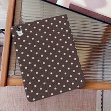1 Pc Aesthetic Brown Pink Polka Dot Print Book Style Protective Tablet Case With Pen Slot, Multi-Angle Magnetic Stand Cover With Auto Sleep/Wake, Compatible With IPad PRO/AIR, Compatible With SAMSUNG,Compatible With XIAOMI Pad 5/6/20 - Multicolor - View 3