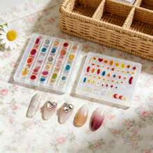 1pc 3D Transparent Heart-Shaped & Photo Embossed Nail Art Mold, High Transparency Reusable Rhinestone & Water Drop Template, DIY Nail Polish Gel Filling Moon & Oval Mold, Nail Art Decoration Board - Multicolor - View 6