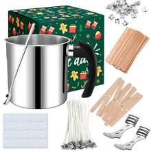 Bộ dụng cụ tự làm nến, bao gồm nồi nấu sáp, bấc nến, nhãn dán bấc, dụng cụ định tâm bấc, thích hợp để làm nến thơm và các sản phẩm thủ công mỹ nghệ bằng sáp. - Thay thế bộ phận bấc nến - Xem 1