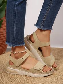 2025 New Summer Plus Size Casual Sandals For Women, One-Strap Peep Toe Comfortable Cross-Border Sandals - Khaki - View 5