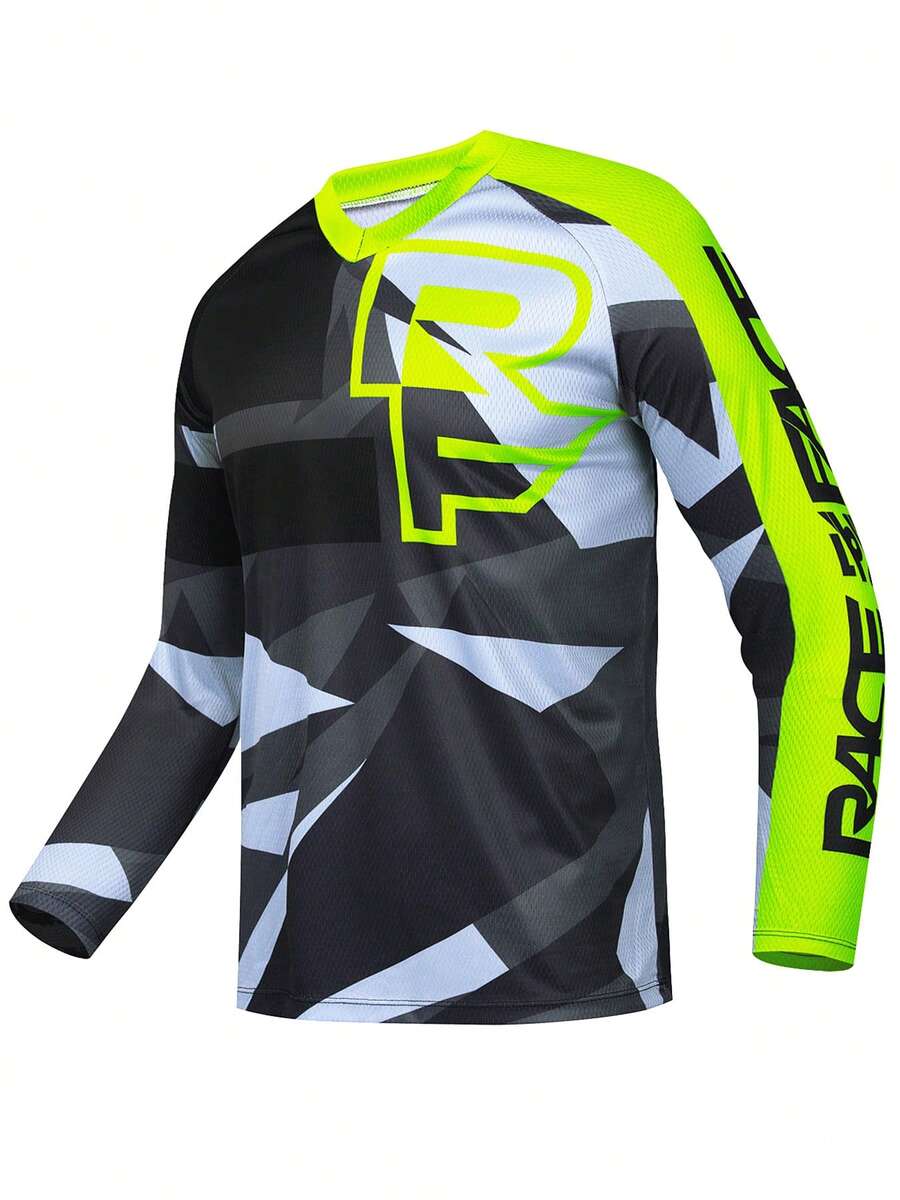 TELEYI Men's Long Sleeve Cycling Jersey, Moisture-Wicking Mountain Bike Riding Shirt Suitable For Downhill Riding And Racing, Casual Wear For Spring Vacation, Excellent Gift, Black Spring Sports - Black - View 1