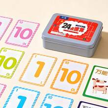 Quixorblex 24张数学闪卡套装，心算训练工具，挑战计算卡，教育学习辅助用品，可重复使用的办公益智游戏，课堂数学用品，返校练习卡 - 彩色 - 查看 10
